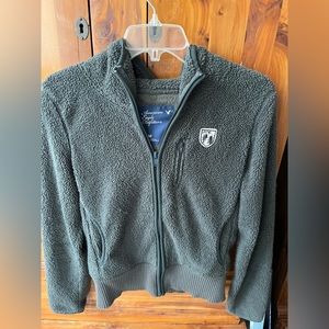 American Eagle Fleece Zip-Up. Green